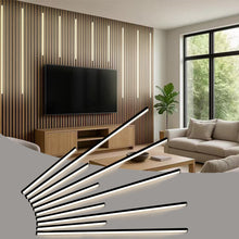 Load image into Gallery viewer, LED Wall Panel Lights Black,Wood Slat Wall Panel Strip Light,3000K Touchable Switch Dimmable LED Recessed Lighting for Living Room Bedroom Bathroom Stairs(Black-10PCS)