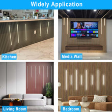 Carregar imagem no visualizador da galeria, LED Wall Panel Lights Black,Wood Slat Wall Panel Strip Light,3000K Touchable Switch Dimmable LED Recessed Lighting for Living Room Bedroom Bathroom Stairs(Black-8PCS)