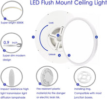 Load image into Gallery viewer, 9 Inch 20W LED Flush Mount Ceiling Light 5000K Daylight 120V Surface Mount Ceiling Light LED Flat Modern Ceiling Light Fixture for Kitchen Bedroom Living Laundry Room