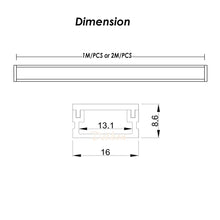 Load image into Gallery viewer, 16*9mm Floor Aluminum LED Profile with Clip-in Milky Diffuser Cover for 8-13mm Width Strip Light(DK-MP1609)