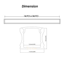 Load image into Gallery viewer, 17*15mm U Shape Aluminum LED Profile Spotless with Milky Diffuser Cover for 8-12mm Width LED Strips(DK-MP1715A)