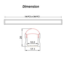 Load image into Gallery viewer, 17*20mm Mounted Aluminum LED Profile with Milky Diffuser Lense Cover for Kitchen Under Cabinet Lighting(DK-MP1720L)