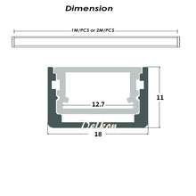 Carica l'immagine nel visualizzatore di Gallery, 18*11mm Mounted IP65 Waterproof Aluminum LED Channel Profile for Strip Light With Milky Diffuser Cover for Outdoor