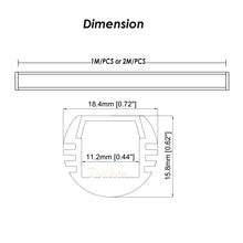 Load image into Gallery viewer, 18*16mm Aluminum Profile LED Half Round with Milky Diffuser Lense Cover for Closet/Wardrobe/Cabinet(DK-MP1816)
