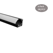 Load image into Gallery viewer, 19*19mm Black Corner Aluminum LED Profile 45 Degree with Milky Diffuser Cover for Kitchen Under Cabinet Lighting(DK-MP1919AB)
