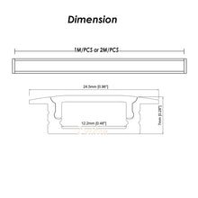 Carregar imagem no visualizador da galeria, 25*7mm Trim Recessed LED Strip Diffuser Aluminum Channel With Flange for Under Cabinet Lighting(DK-RP2507B)