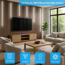 Cargar imagen en el visor de la galería, Black LED Recessed Lighting Kit,Wood Slat Wall Panel LED Strip Light,3000K Touchable Switch Dimmable LED Wall Panel Lights for Living Room Bedroom Bathroom Stairs(Black-6PCS)
