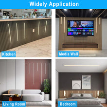 Cargar imagen en el visor de la galería, Black LED Recessed Lighting Kit,Wood Slat Wall Panel LED Strip Light,3000K Touchable Switch Dimmable LED Wall Panel Lights for Living Room Bedroom Bathroom Stairs(Black-6PCS)
