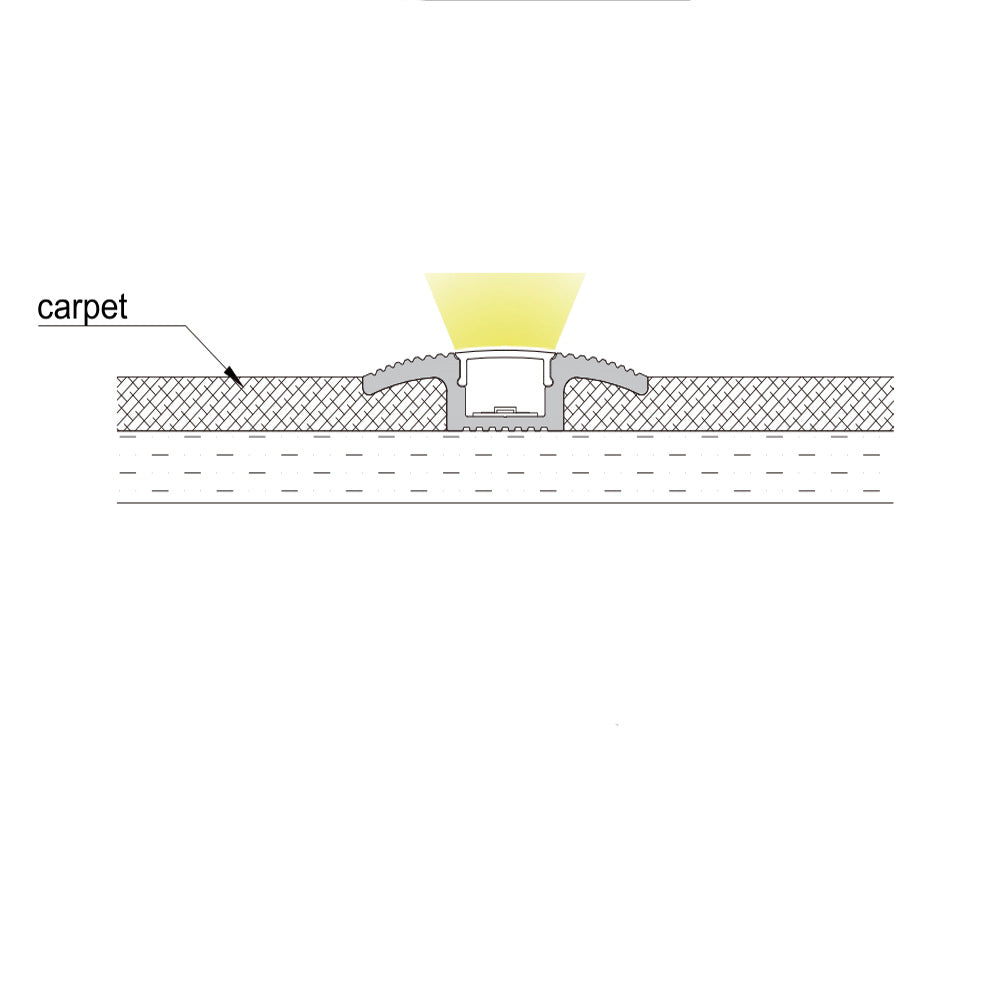 44*11mm Floor Carpet LED Strip Diffuser Aluminum Channel Profile for 1 ...