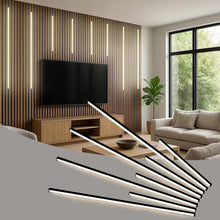 Load image into Gallery viewer, LED Wall Panel Lights Black,Wood Slat Wall Panel Strip Light,3000K Touchable Switch Dimmable LED Recessed Lighting for Living Room Bedroom Bathroom Stairs（Black-8PCS)
