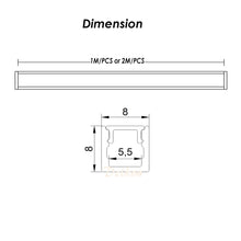 Load image into Gallery viewer, 8*8mm Super Slim Aluminum LED Profile U Shape with Milky Diffuser Cover for Cabinet Lighting（DK-MP0808）
