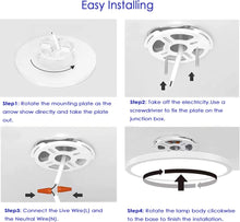 Загрузить изображение в средство просмотра галереи, 12 Inch 24W LED Flush Mount Ceiling Light 5000K Daylight 120V Surface Mount Ceiling Light LED Flat Overhead Ceiling Light Fixture for Kitchen Bedroom Living Laundry Room
