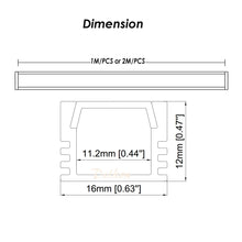 Charger l&#39;image dans la galerie, 16*12mm U Shape Alu Profile LED with Milky Diffuser Lense Cover for Kitchen Under Cabinet Lighting （DK-MP1612）
