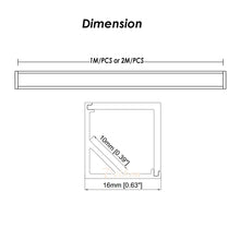 Load image into Gallery viewer, 16*16mm V Shape Aluminum Profile with Milky Diffuser Lense Cover for 8-10mm LED Strip Light（DK-MP1616B）
