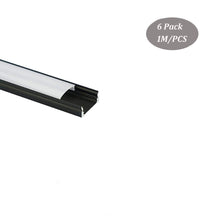 Загрузить изображение в средство просмотра галереи, 17.5*7mm U Shape Black LED Aluminum Profile Channel With Milky Diffuser Cover for Under Cabinet(DK-MP1707BB）
