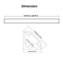 Lade das Bild in den Galerie-Viewer, 19*19mm Mounted Profile LED Corner with Milky Diffuser Lense Cover for Kitchen Under Cabinet Lighting（DK-MP1919B）
