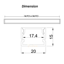 Lataa kuva Galleria-katseluun, 20*15mm U Shape LED Alu Profil with Milky Diffuser Cover for 8-17mm Width Strip Light（DK-MP2015）
