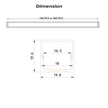 Cargar imagen en el visor de la galería, 20*20mm Aluminum LED Strip Profile with Square Milky Diffuser Cover for 8-18mm Width Strip Light（DK-MP2020D）
