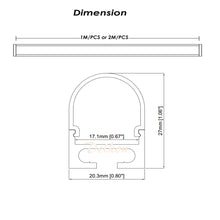 Carregar imagem no visualizador da galeria, 20*27mm LED Strip Aluminum Profile Channel with Round Milky Diffuser Lense Cover for 8-17mm Width Strip Light（DK-MP2027A）
