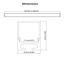 Carica l&#39;immagine nel visualizzatore di Gallery, 20*27mm LED Strip Aluminum Profile with Square Milky Diffuser Lense Cover for 8-17mm Width Strip Light（DK-MP2027B）
