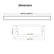 Carica l&#39;immagine nel visualizzatore di Gallery, 23*10mm Aluminum LED Profile with Milky Diffuser Cover for 8-20mm Width Strip Light （DK-MP2310）
