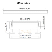 Carregar imagem no visualizador da galeria, 26*11mm Linkable LED Aluminum Profile with Milky Diffuser Lense Cover for 8-24mm Width Strip Light（DK-MP2611）
