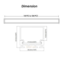 Cargar imagen en el visor de la galería, 26*24mm LED Aluminum Profile with Milky Diffuser Lense Cover for 8-21mm Width Strip Light（DK-MP2624）
