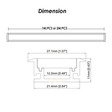 Charger l&#39;image dans la galerie, 27*11mm LED Light Strip Diffuser Channel for Floor with 3mm Thick Milky Cover （DK-RP2711）
