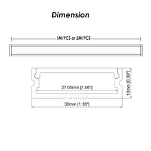 Carica l&#39;immagine nel visualizzatore di Gallery, 30*10mm Alu LED Profile with Milky Diffuser Cover for 8-27mm Width Strip Light （DK-MP3010）
