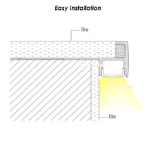 Carica l&#39;immagine nel visualizzatore di Gallery, 40*24mm Tile Mable Edge LED Profile Aluminum Channel Extrusion Track for Indoor and Outdoor Stairs(DK-DP4024)
