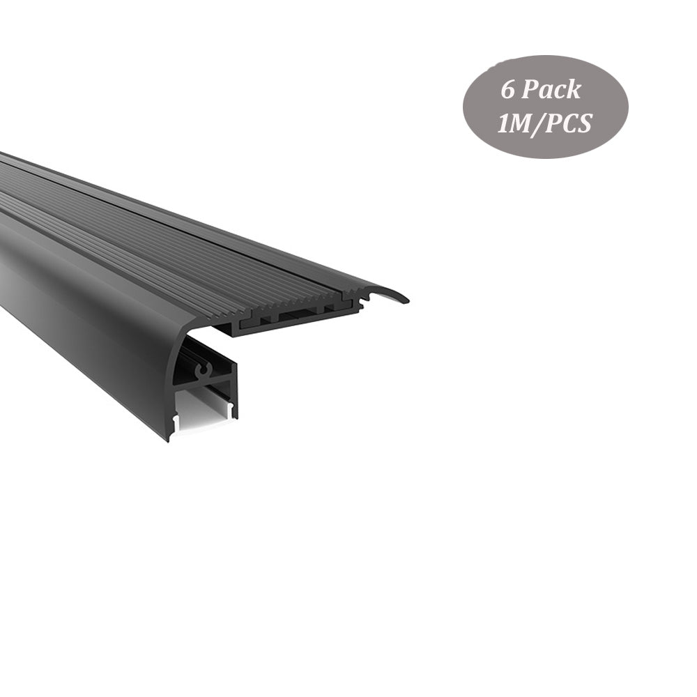 65*28mm Non-Slip Nosing Stair LED Aluminum Channel Cinema Step Profile ...