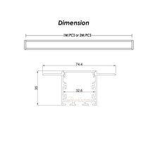 Cargar imagen en el visor de la galería, 74*35mm Plaster LED Channel,Drywall Aluminum LED Profile Trimless Recessed for Architecture(DK-DP7435)
